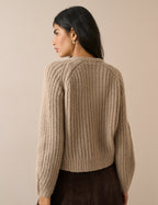 Beige Chunky Knitted Cardigan