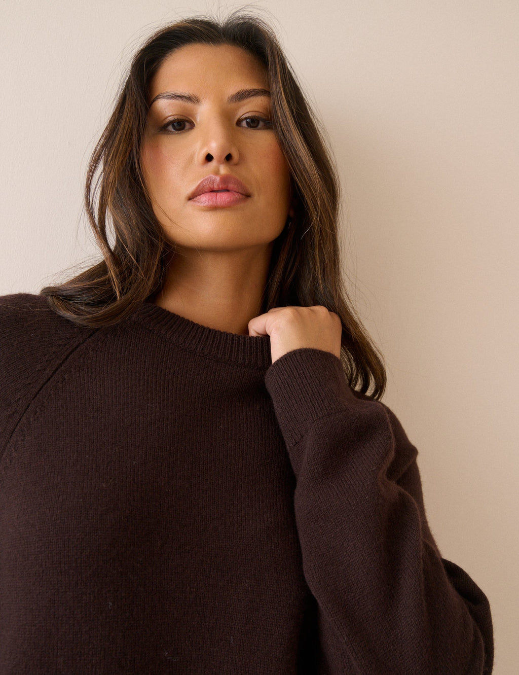 Brown Knitted Wool Mini Dress