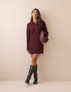 Burgundy Marl Knitted Mini Dress