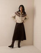 Cream Fair Isle Print Chunky Cardigan