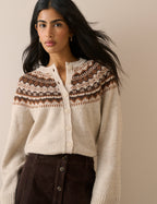 Cream Fair Isle Print Chunky Cardigan