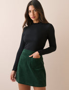 Black High Neck Frill Long Sleeve Top