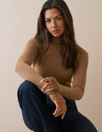 Camel Merino Wool Roll Neck Top