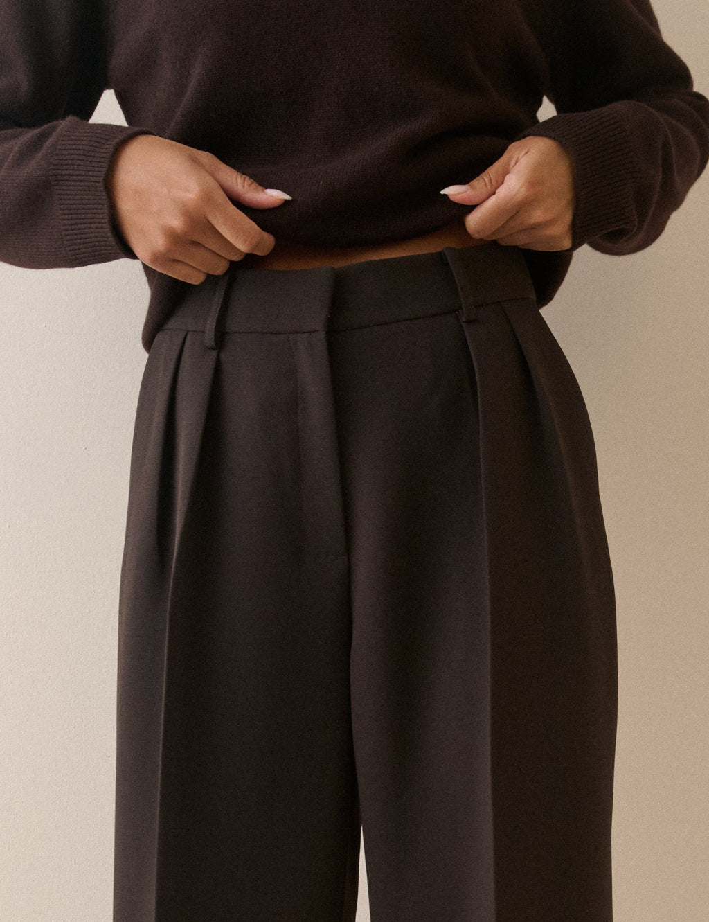 Brown High Waisted Rue Wide Leg Trousers