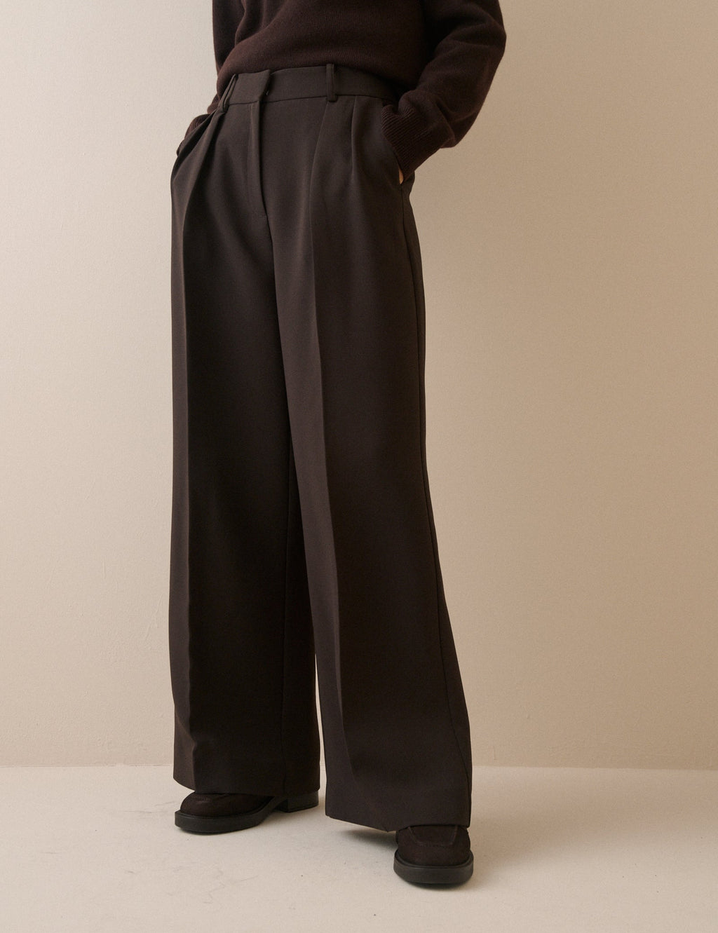 Brown High Waisted Rue Wide Leg Trousers