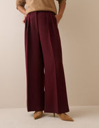 Burgundy High Waisted Rue Wide Leg Trousers