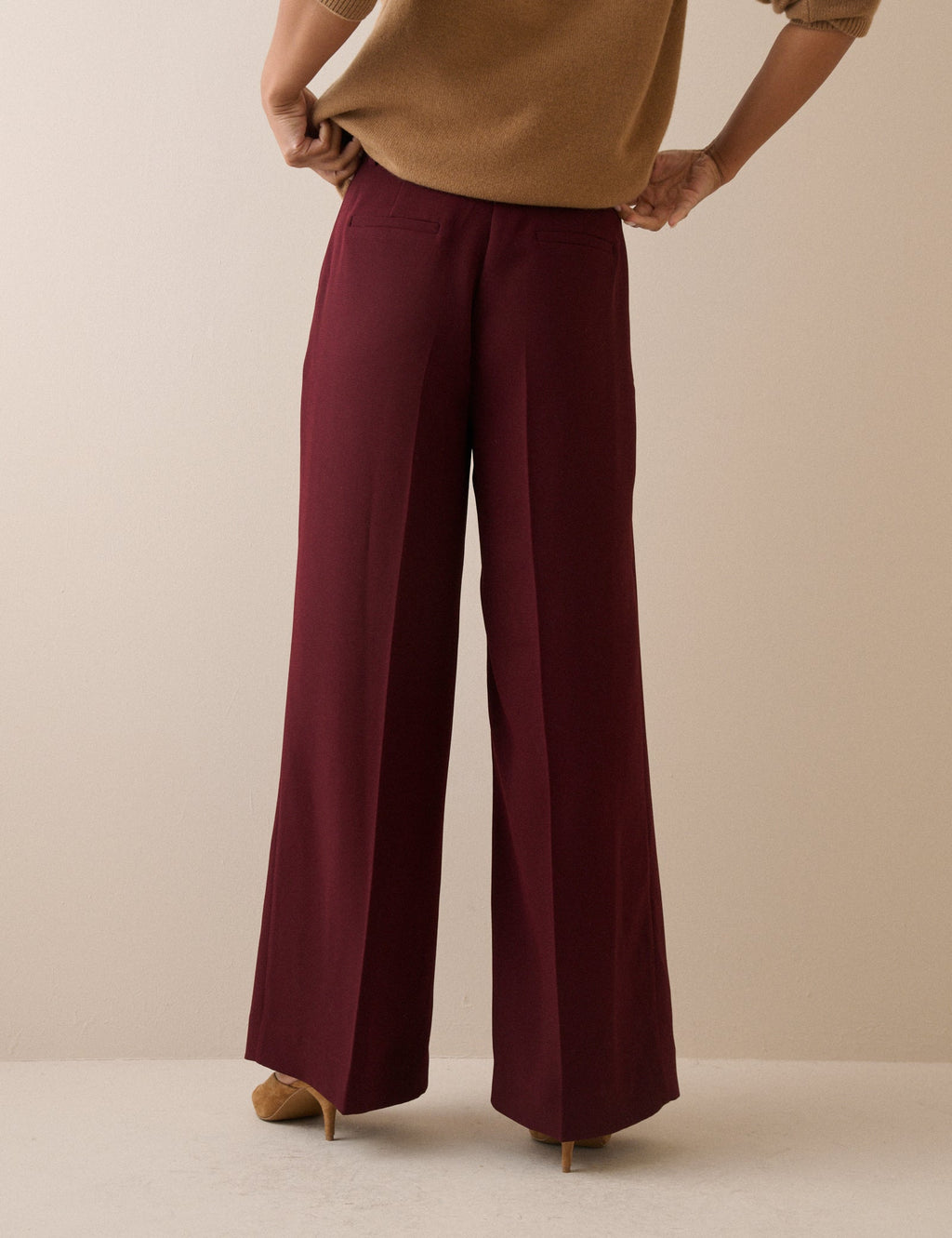 Burgundy High Waisted Rue Wide Leg Trousers