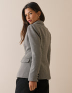 Grey Herringbone Cinched Blazer