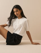 Black Cord Patch Pocket Mini Skirt
