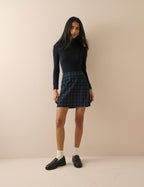 Navy Tartan Cord Patch Pocket Mini Skirt