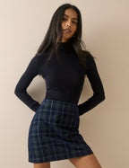 Navy Tartan Cord Patch Pocket Mini Skirt