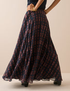 Blue and Burgundy Check Madden Maxi Skirt
