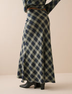 Navy Check Otto Maxi Skirt