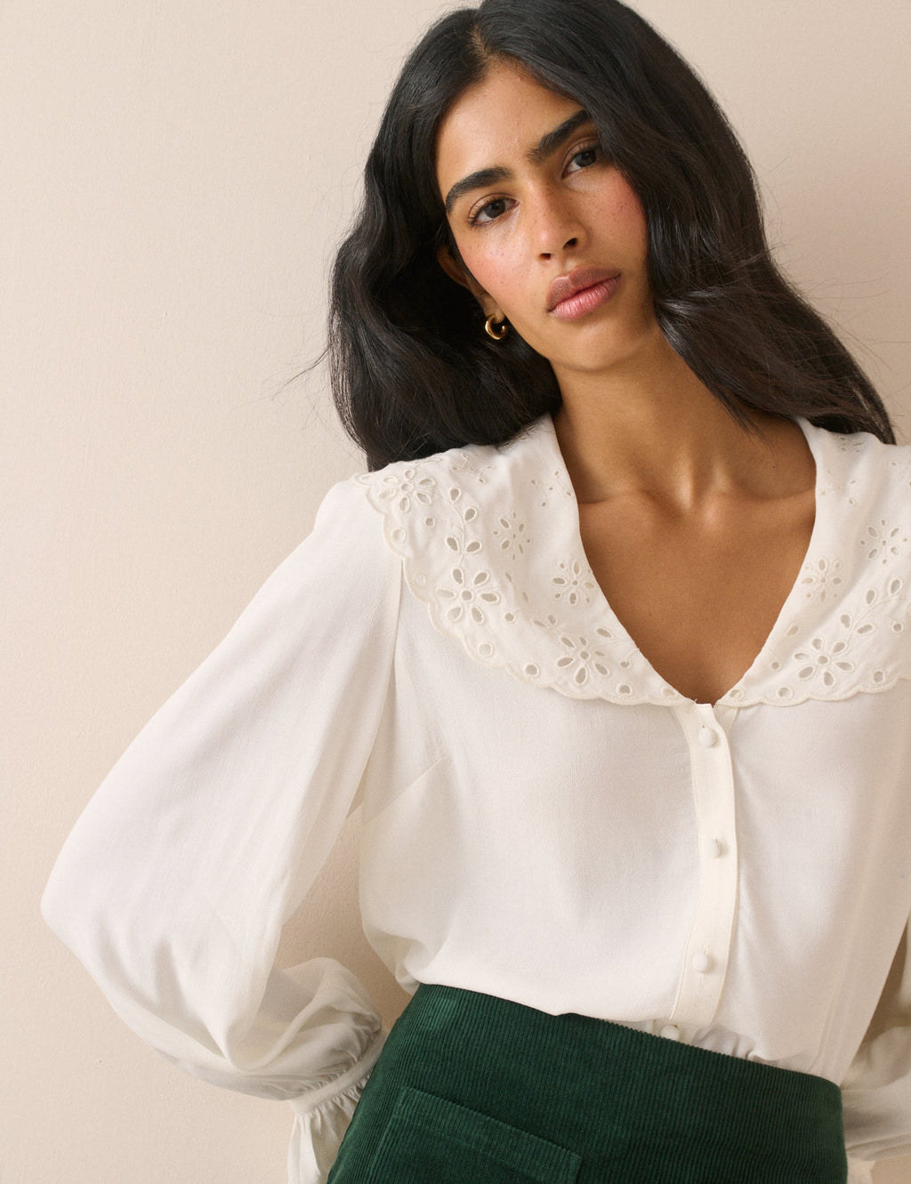 Ivory Oversized Collared Blouse