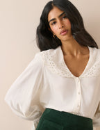 Ivory Oversized Collared Blouse