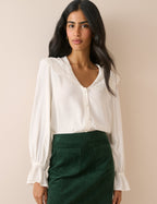 Ivory Oversized Collared Blouse