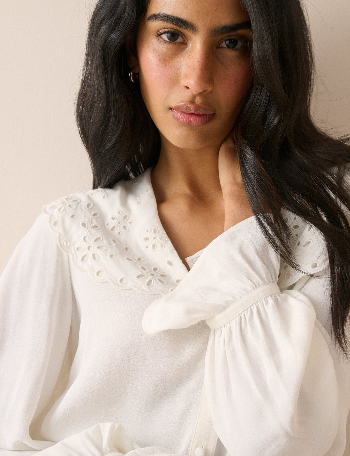 Ivory Oversized Collared Blouse
