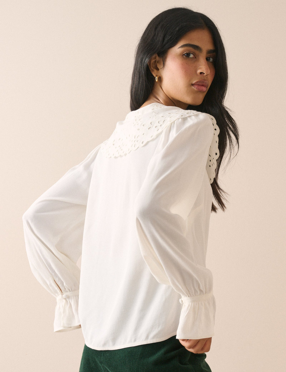 Ivory Oversized Collared Blouse