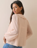 Pink Gingham Frill Peter Pan Collar Blouse