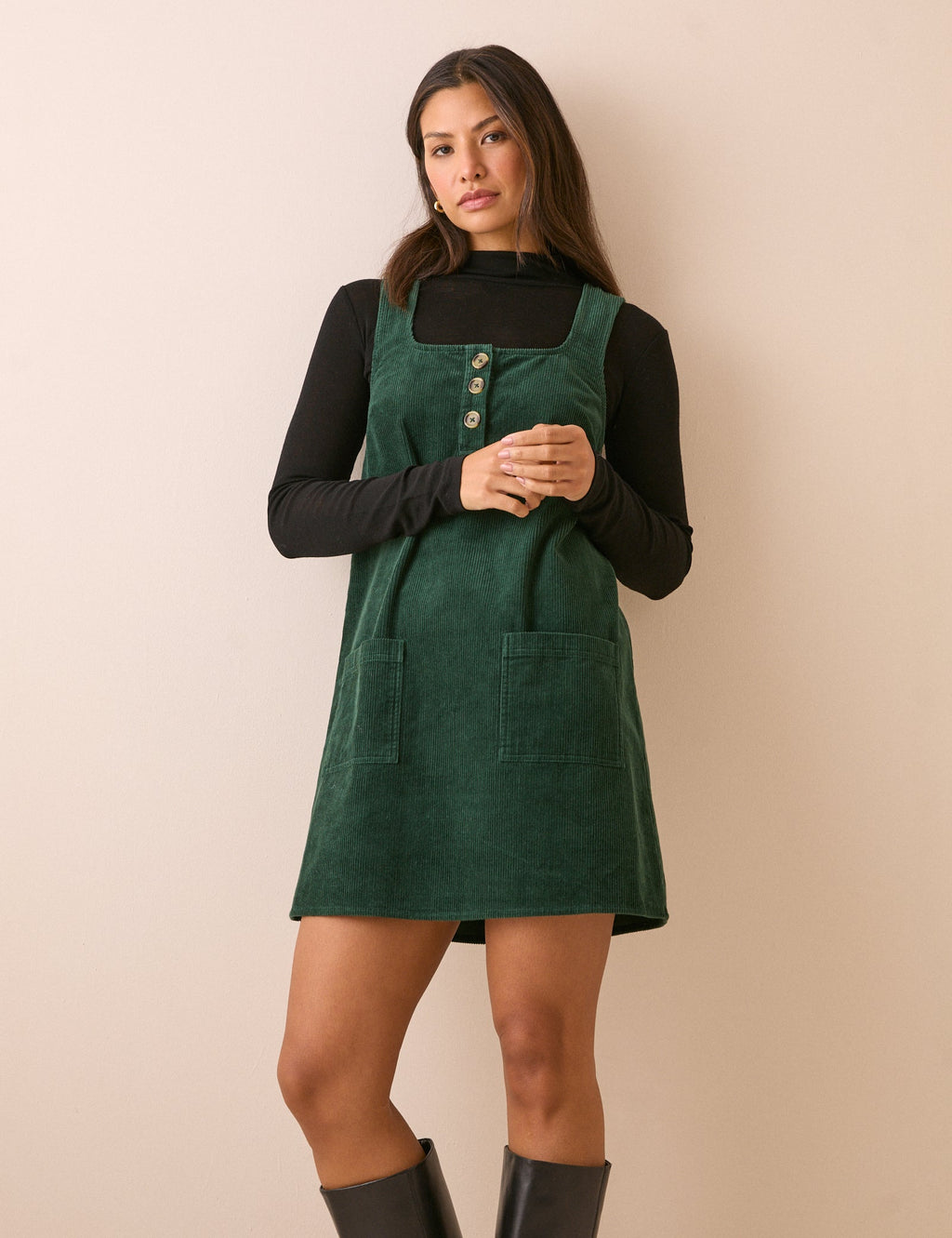 Green Cord Lacey Mini Dress