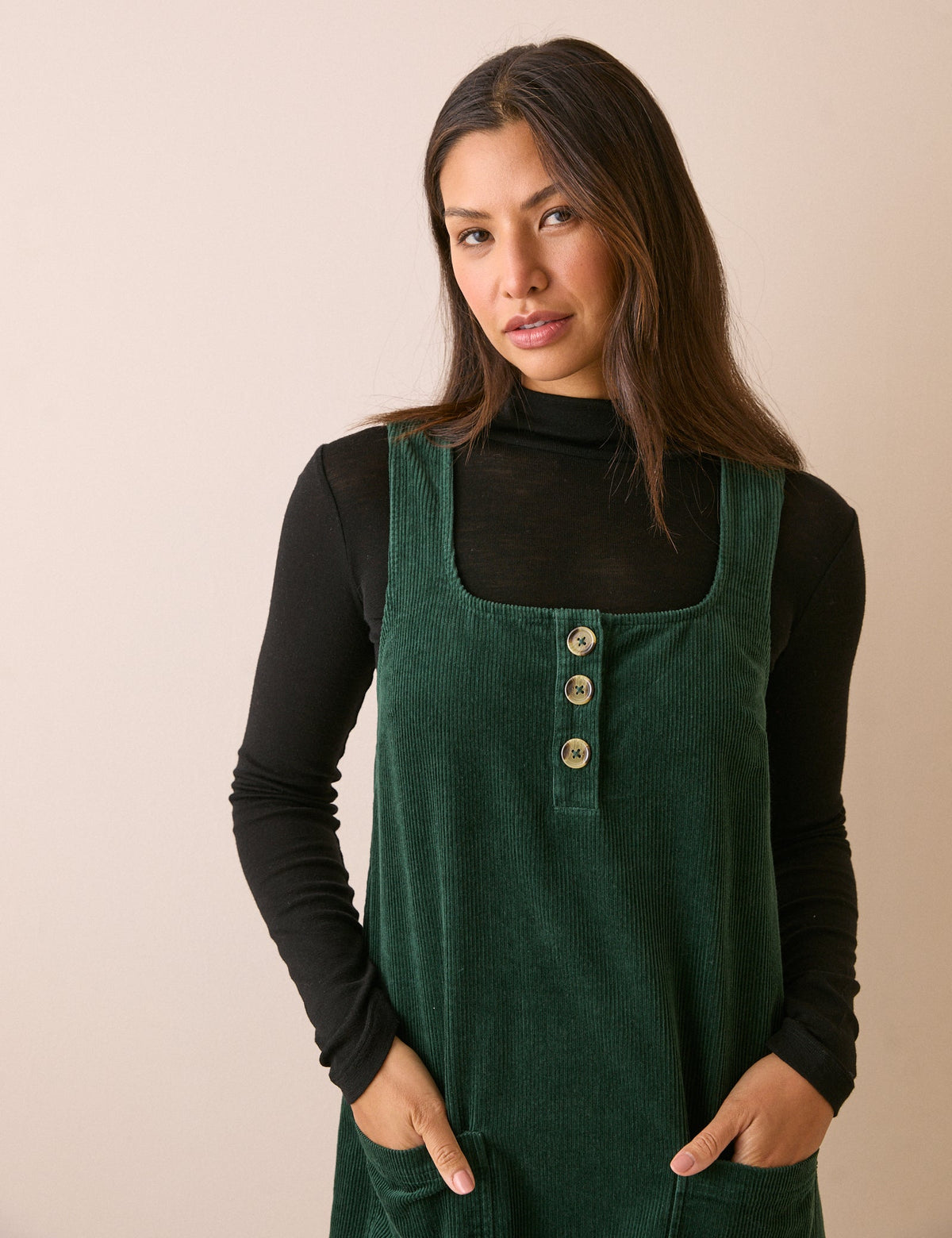 Green Cord Lacey Mini Dress
