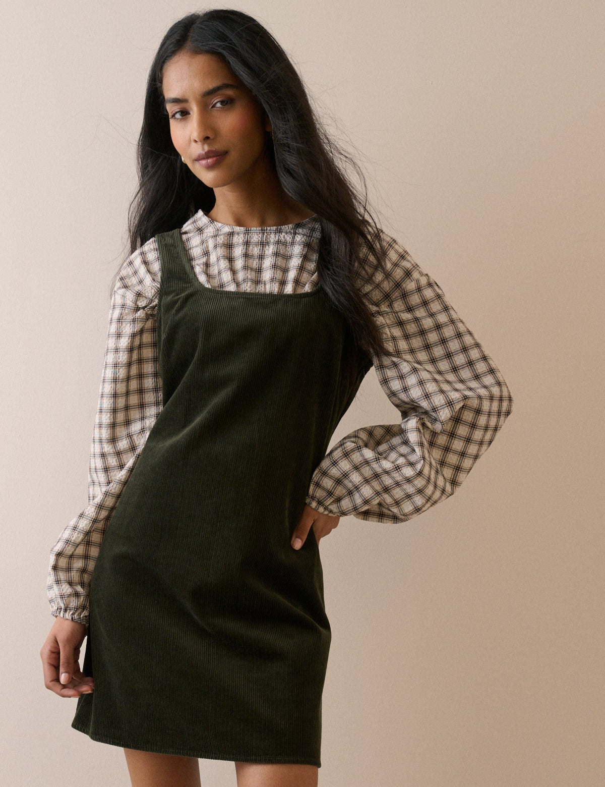 Khaki Cord Connie Shift Dress