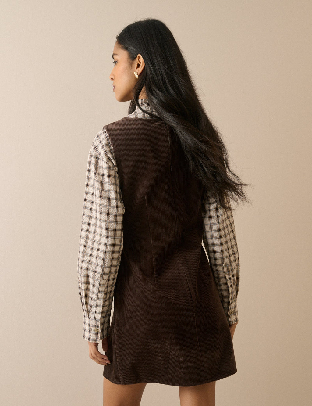 Dark Brown Cord Vicky Mini Dress