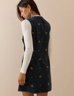 Blue Floral Embroidered Cord Anthea Mini Dress