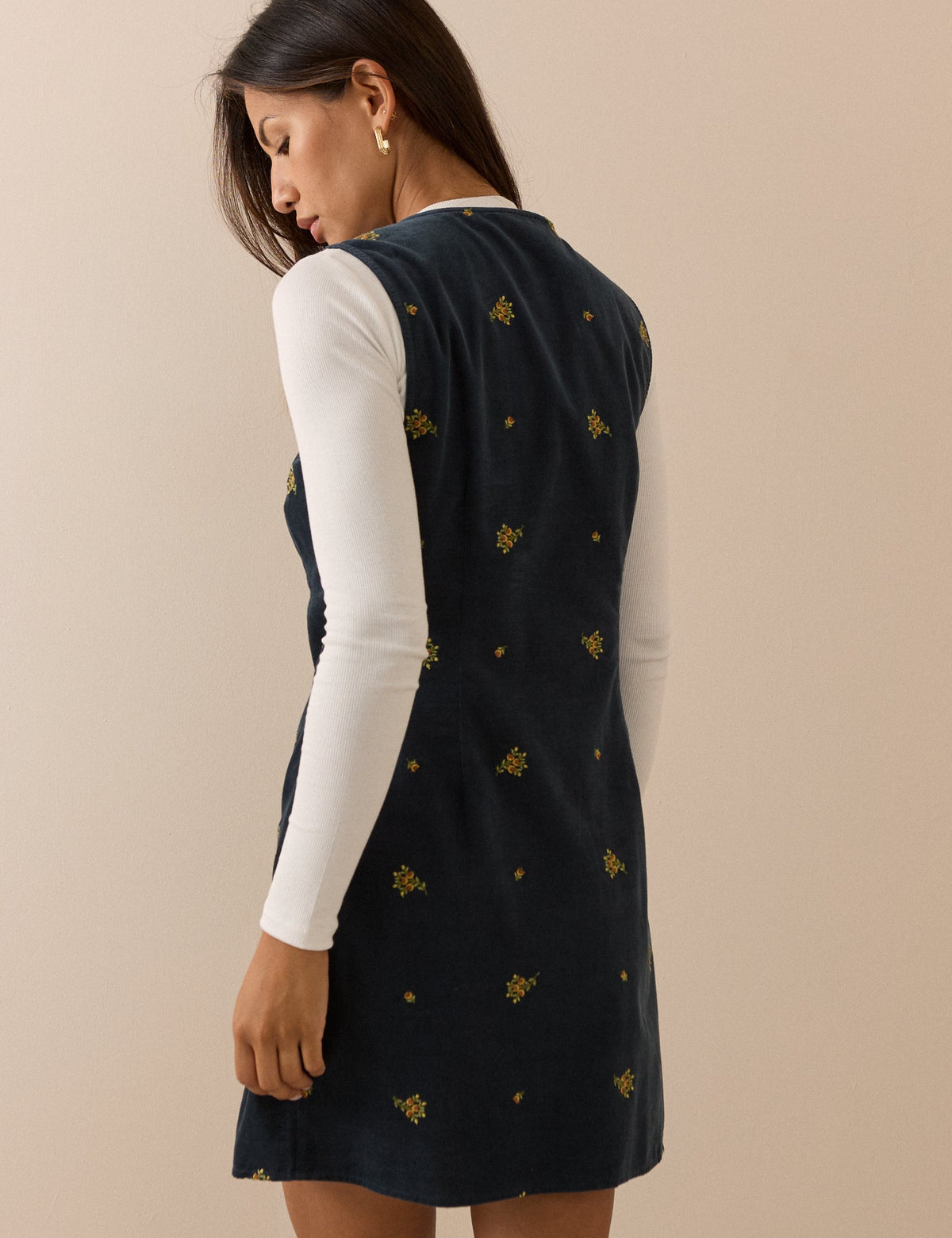Blue Floral Embroidered Cord Anthea Mini Dress