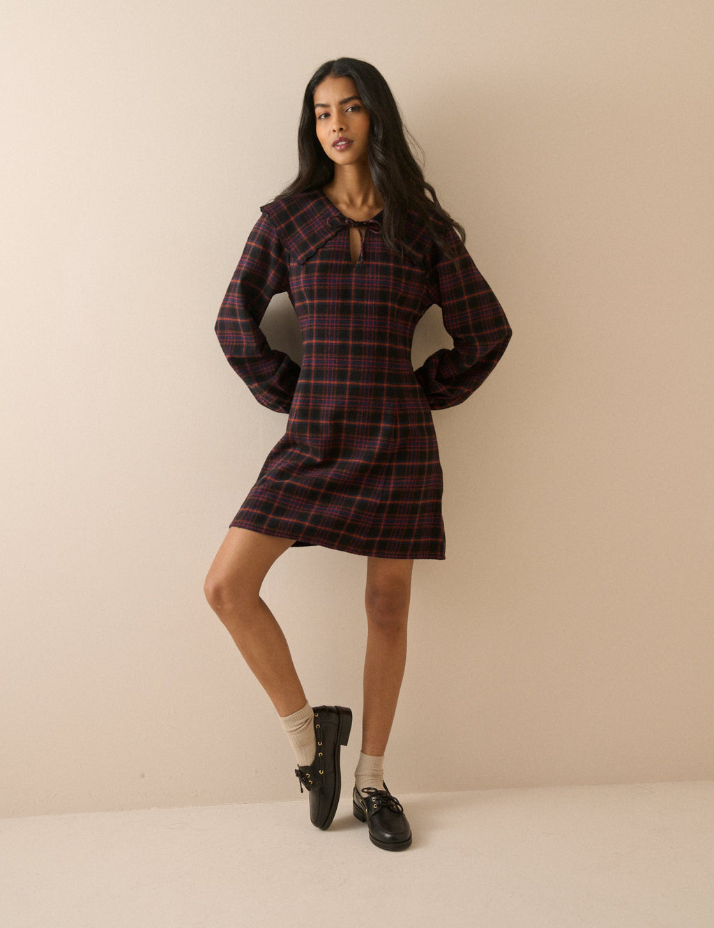 Black and Red Tartan Hannah Mini Dress