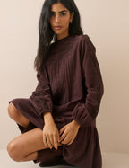 Brown Long Sleeve Cord Denise Mini Dress
