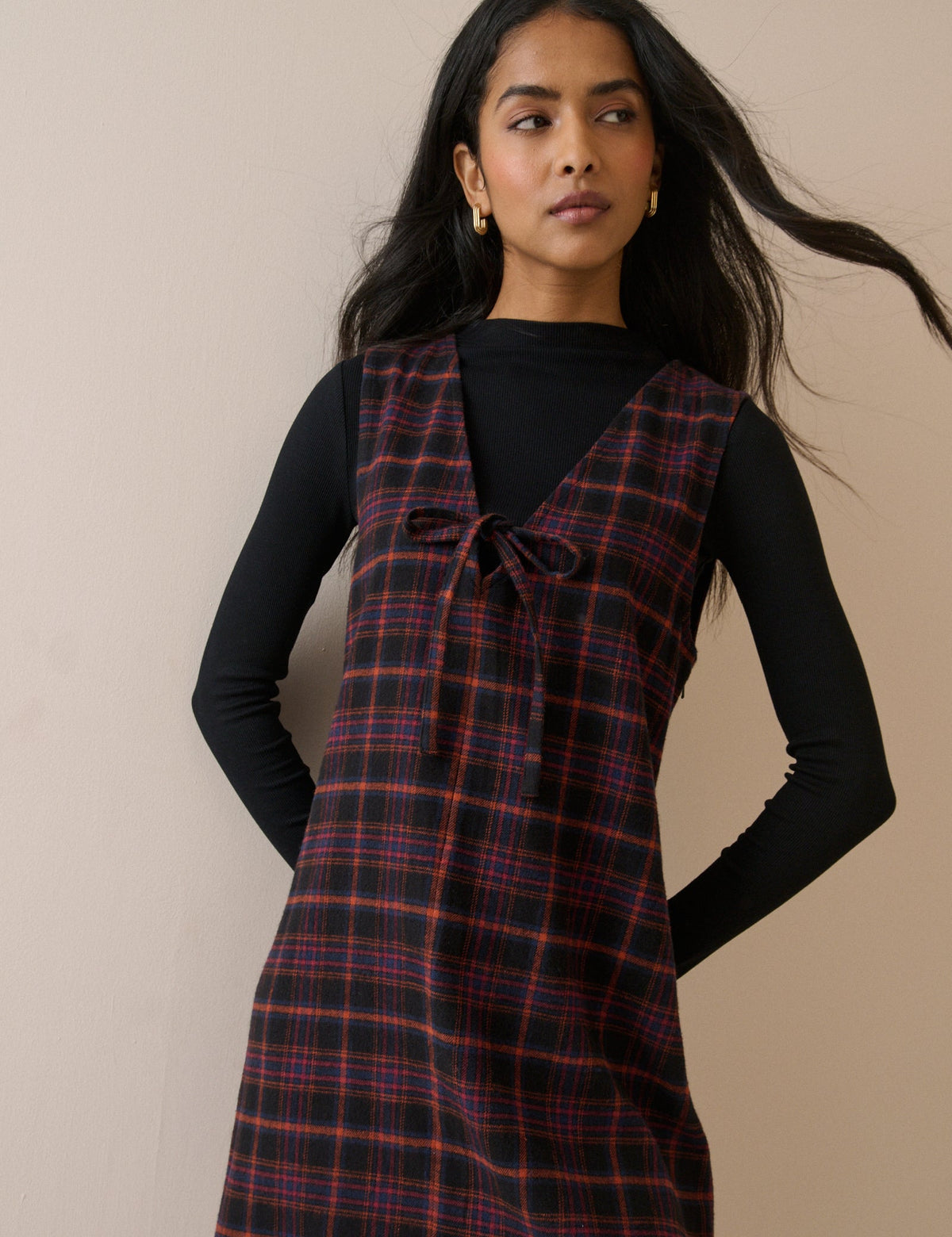 Black Tartan Nila Shift Mini Dress