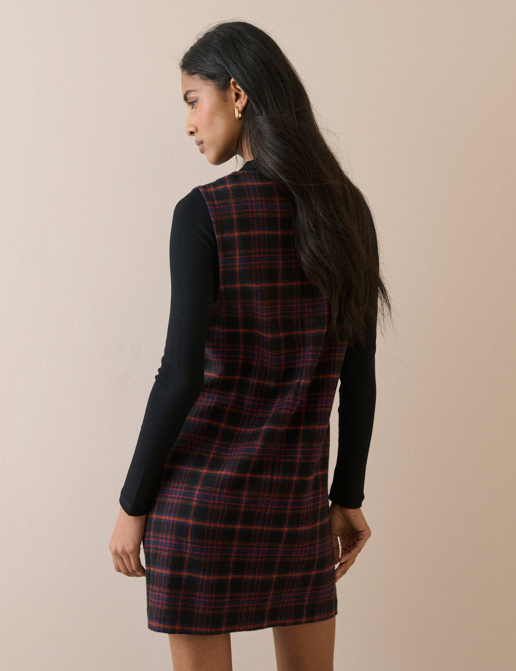 Black Tartan Nila Shift Mini Dress