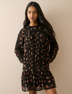 Black Floral High Neck Denise Mini Dress