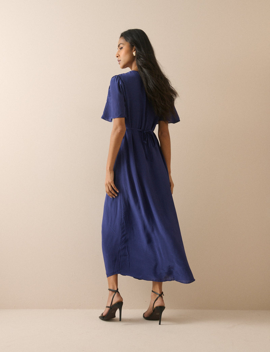 Navy Lace Trim Wynne Midi Dress