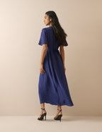 Navy Lace Trim Wynne Midi Dress