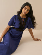 Navy Lace Trim Wynne Midi Dress
