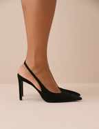 Black Suede Sling Back Heel