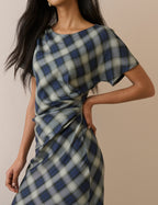 Blue Check Blaine Maxi Dress