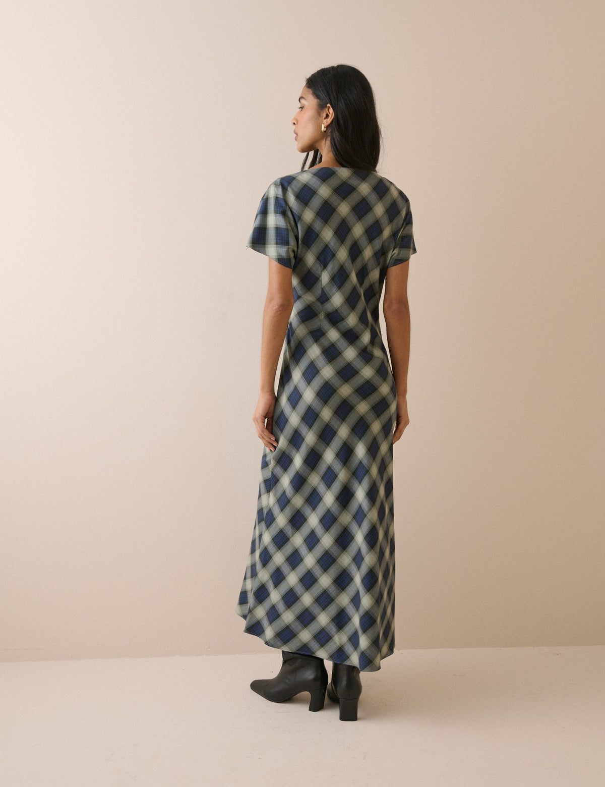 Blue Check Blaine Maxi Dress
