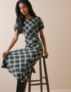 Blue Check Blaine Maxi Dress