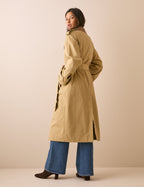 Camel Gingham Trim Trench Coat
