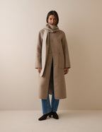 Brown Check Wool-Blend Reversible Scarf Coat