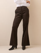 Dark Brown Cord Flared Trousers