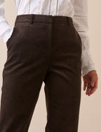 Dark Brown Cord Flared Trousers
