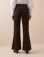 Dark Brown Cord Flared Trousers