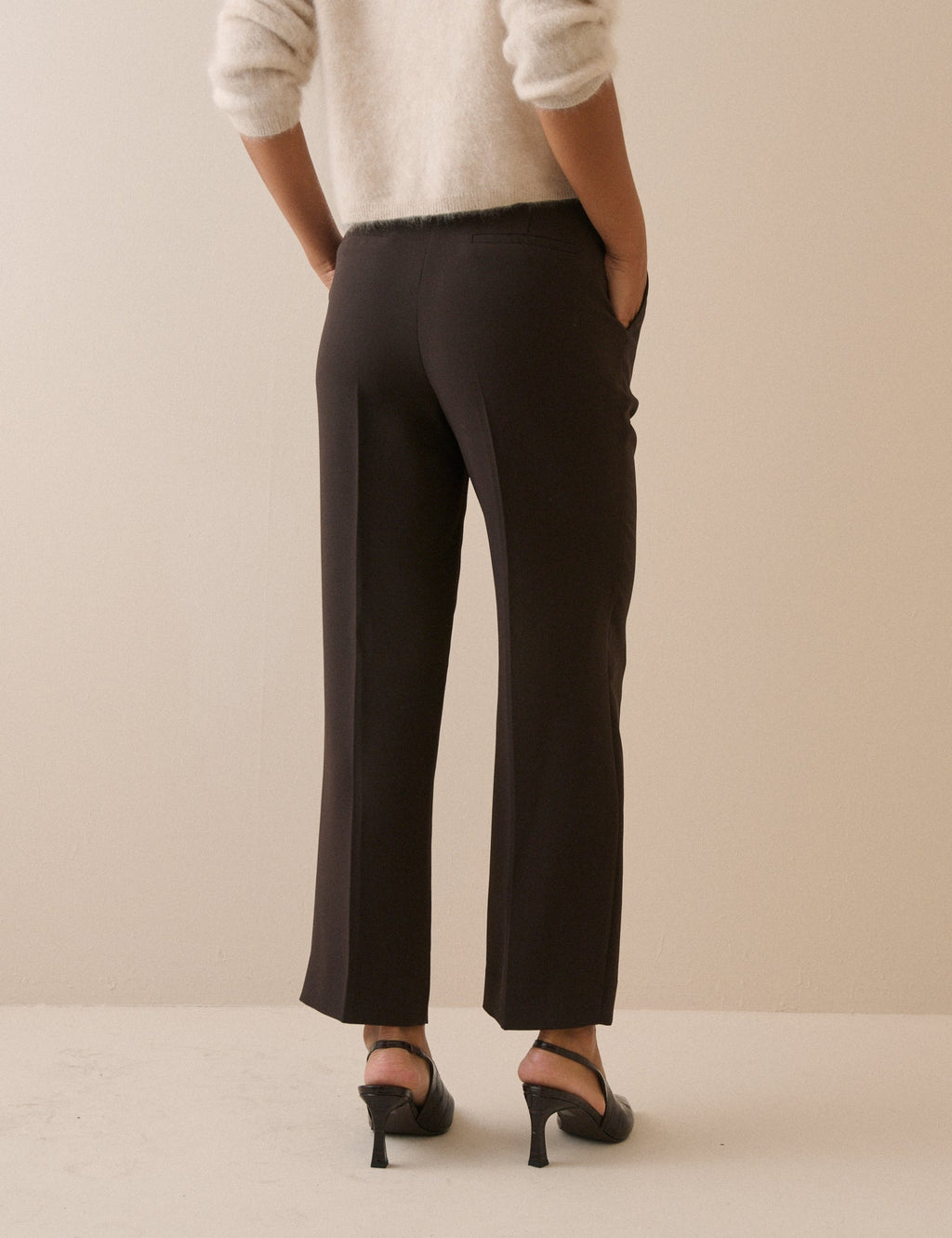 Brown Crepe Cigarette Marnie Trousers