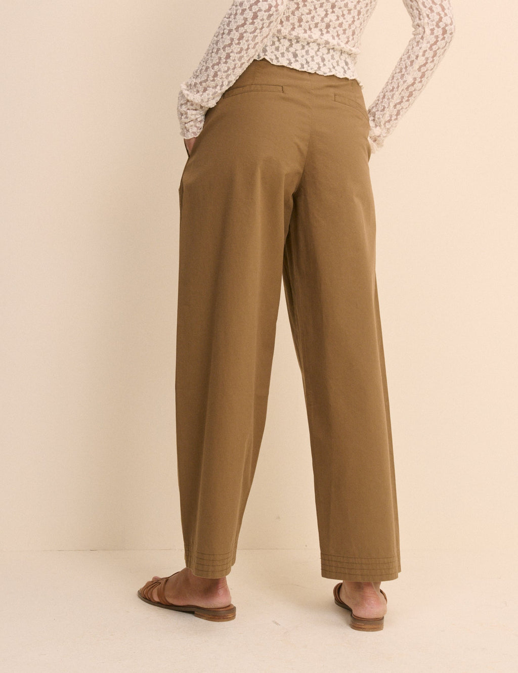 Camel Pleated Subtle Barrel Trousers