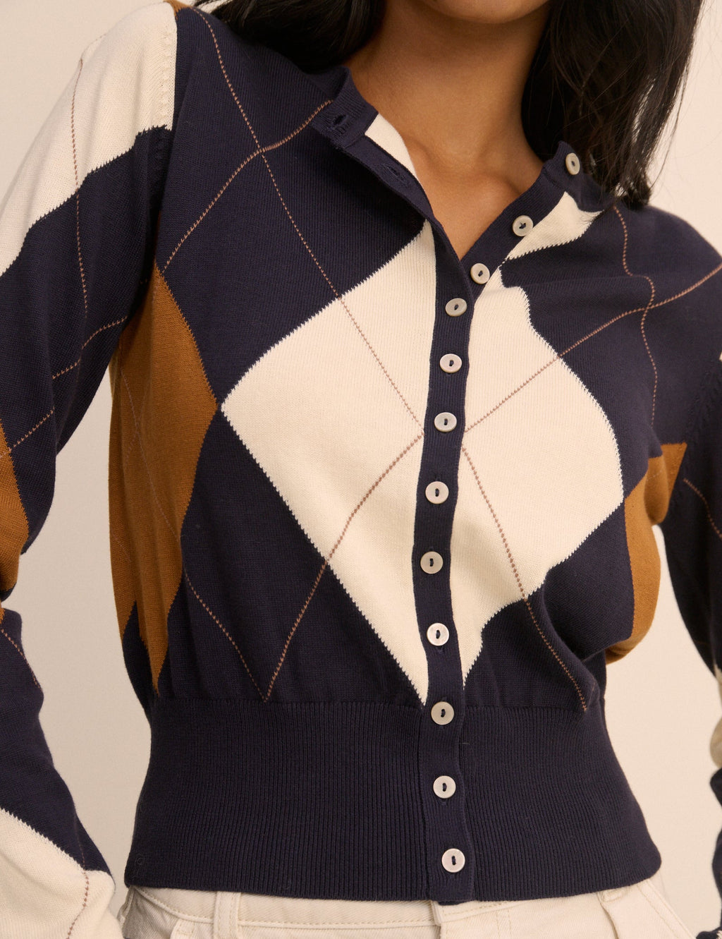 Navy Argyle Cardigan