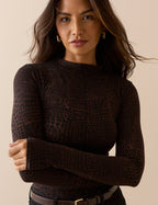 Snake Print Jersey High Neck Top